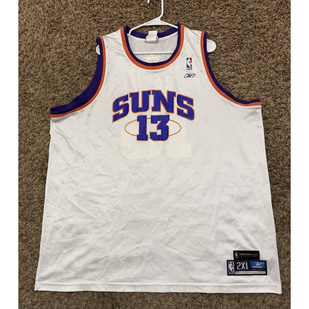 Reebok Phoenix Suns Steve Nash #13 Men’s Jersey White/Purple/Orange Mens Sz XL